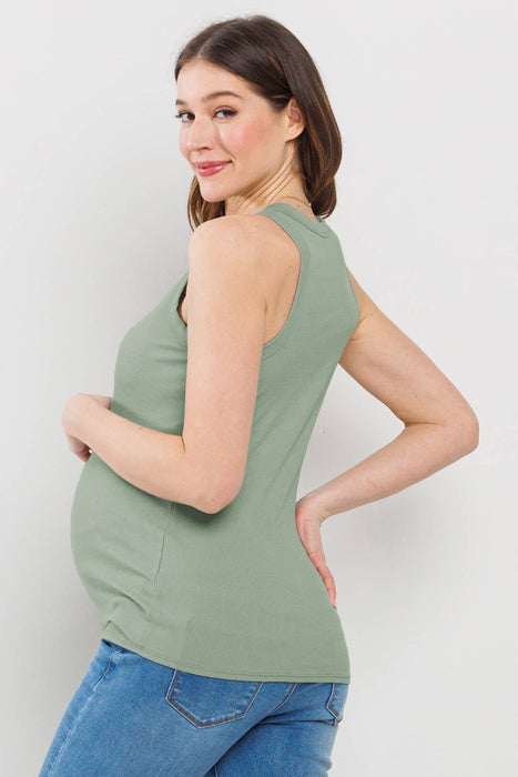 Scoop Neck Ribbed Maternity Tank Top
