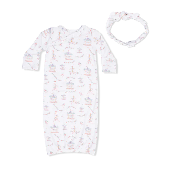 Carousel with Bows Kimono Gown & Headband