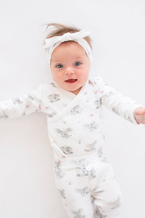 Baby Elephant Organic Wrap Bodysuit & Footed Pant Set