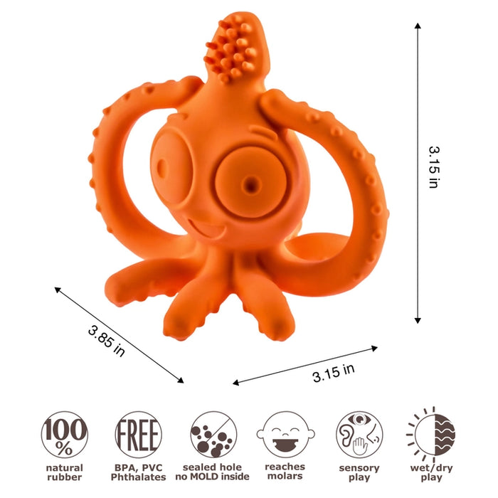 Sqwiddle the Squid: Natural Rubber Teether/Gum Massager