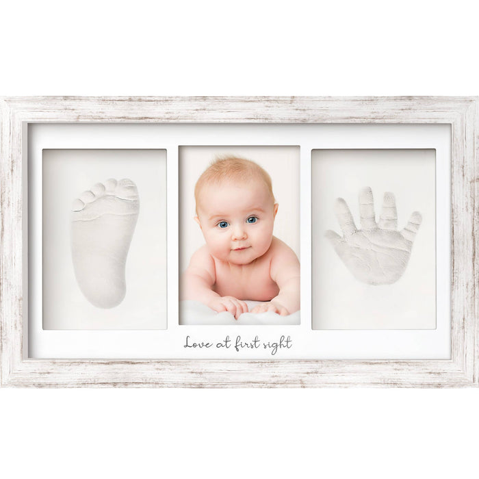Baby Handprint, Footprint Keepsake Duo Frame: Vintage White