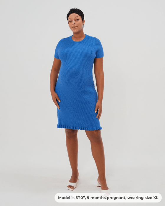 Short Sleeve Knit Maternity Dress with Playful Hem Detail - Nature Baby Outfitter