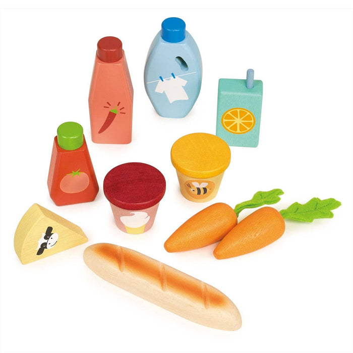 Wooden Bargain Grocery Bag Pretend Play Set