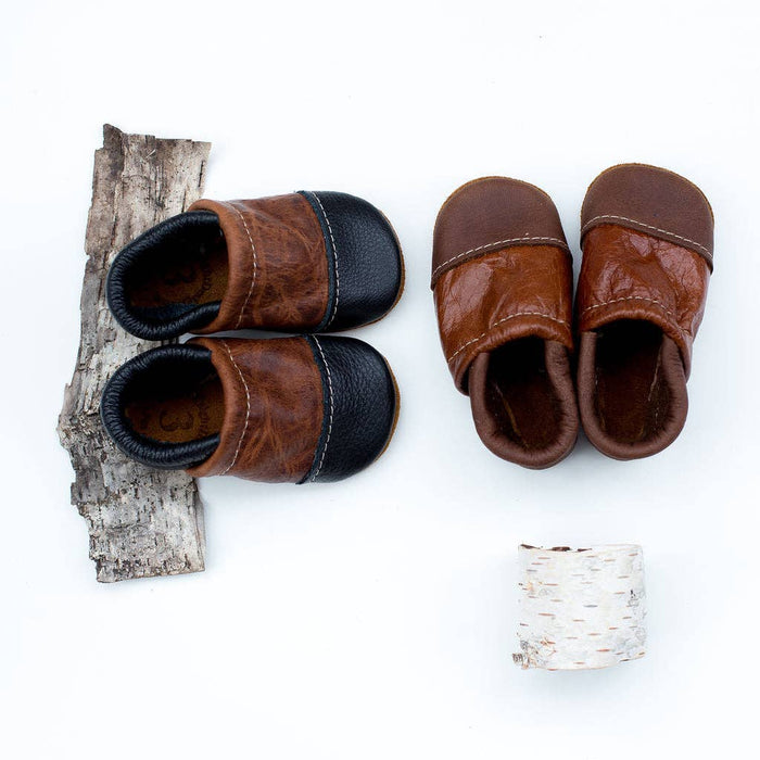 Two Tone Loafer Baby and Toddler Shoes( Black/Sable, Carob/Saddle)