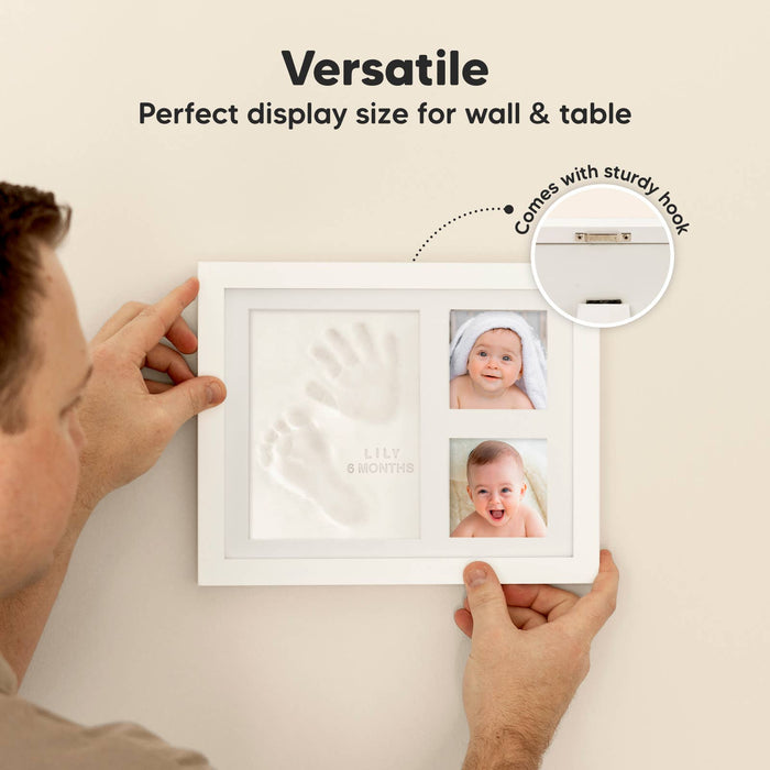 Baby Handprint, Footprint Keepsake Solo Frame: Alpine White
