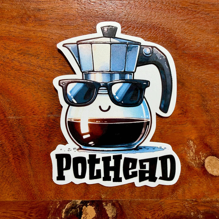 Pothead Coffee Pot Sticker : Sarcastic Pot Head Decal