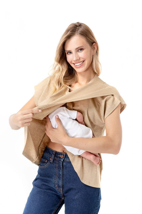 Handy Crossover Short Sleeve Cotton Maternity/Nursing Top