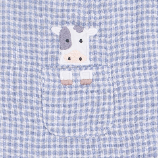 Cute Farm Animals Applique Shortie Coverall with Bodysuit