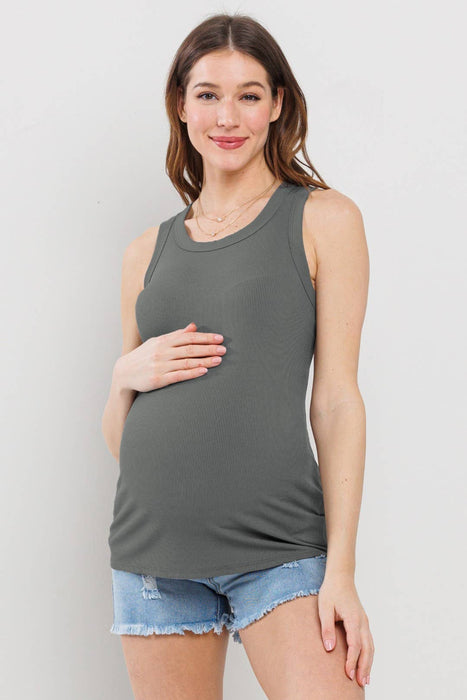 Scoop Neck Ribbed Maternity Tank Top