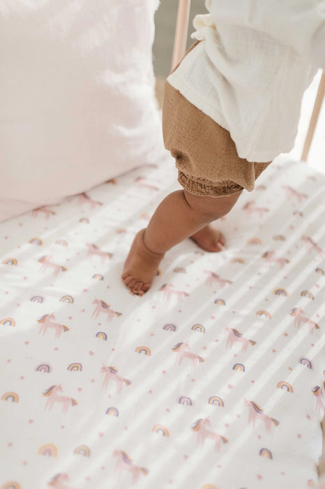 Bright Unicorn Bamboo Muslin Crib Sheet