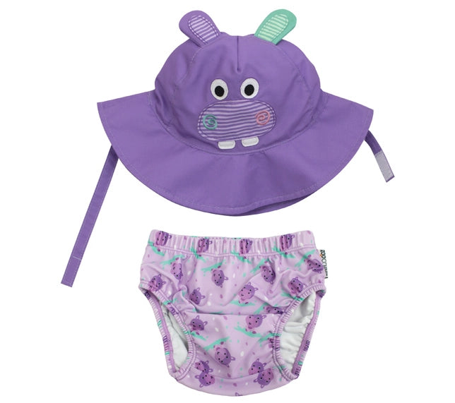 Harper the Hippo Swim Diaper & Sun Hat Set