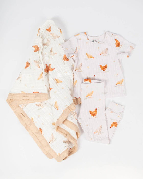 Classic Chickens Toddler/Youth Ribbed Cotton Pajama Set