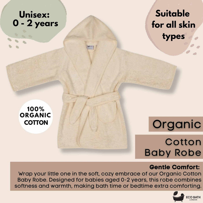 Hooded Toddler Bathrobe - GOTS Certified Organic Cotton
