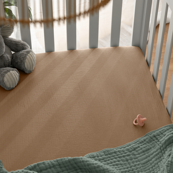 Muslin Fitted Crib Sheets, 2 Pack in Cedar and Cream