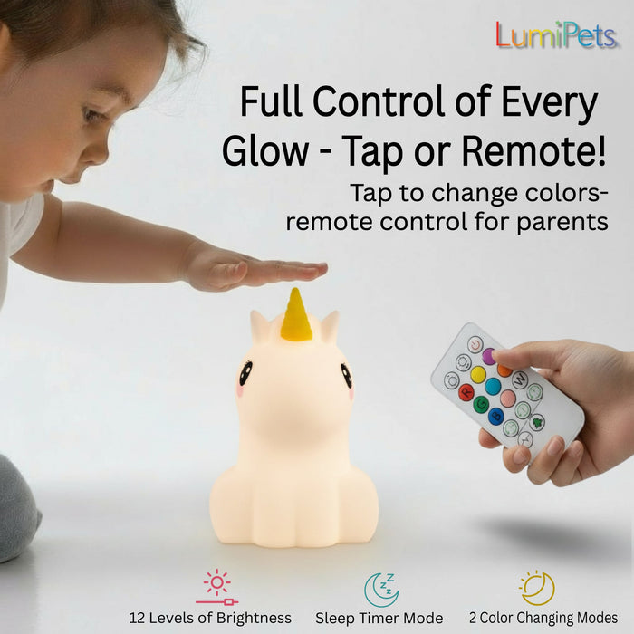 LumiPets® Unicorn - Children's Nursery Touch Night Light - Nature Baby Outfitter