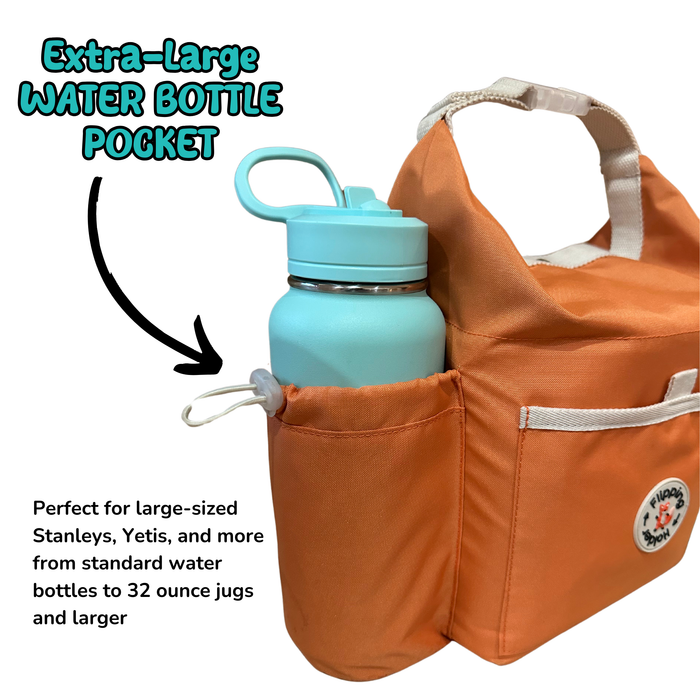 Thermal Tote with Bottle Pocket | easy carry-all bag, clip handle for convenient attachment - Nature Baby Outfitter