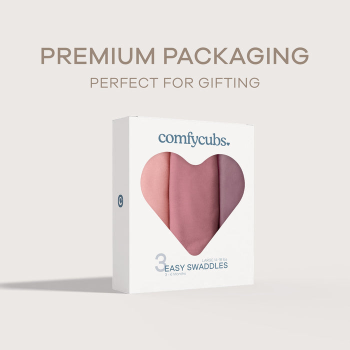 Easy Swaddle Blankets in Blush, Mauve, Mulberry, Pack of 3