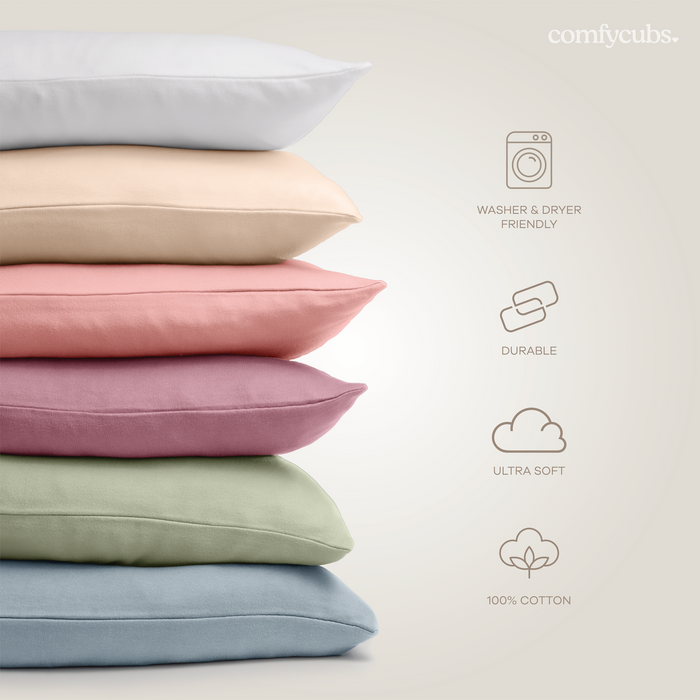 Toddler Pillows with Soft Cotton Pillow Case in Blush