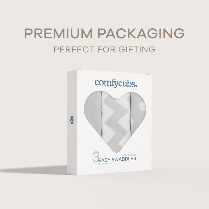 Easy Swaddle Blankets in Grey, Pack of 3