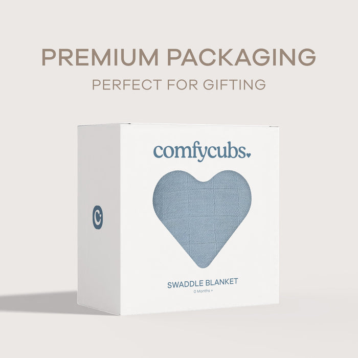 Muslin Swaddle Blanket, 47” x 47” in Pacific Blue, 1 Pack