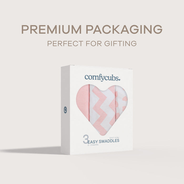 Easy Swaddle Blankets in Pink, Pack of 3