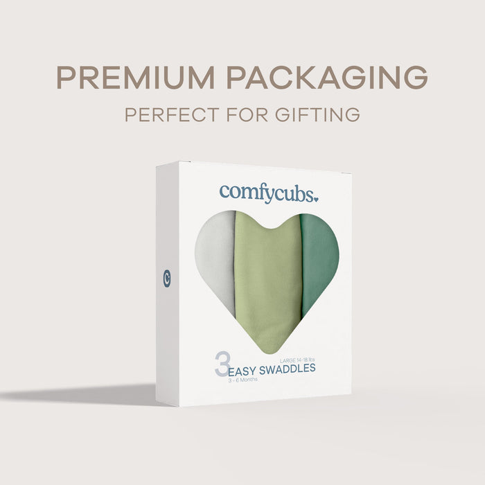 Easy Swaddle Blankets in Stone, Sage, Azul, Pack of 3