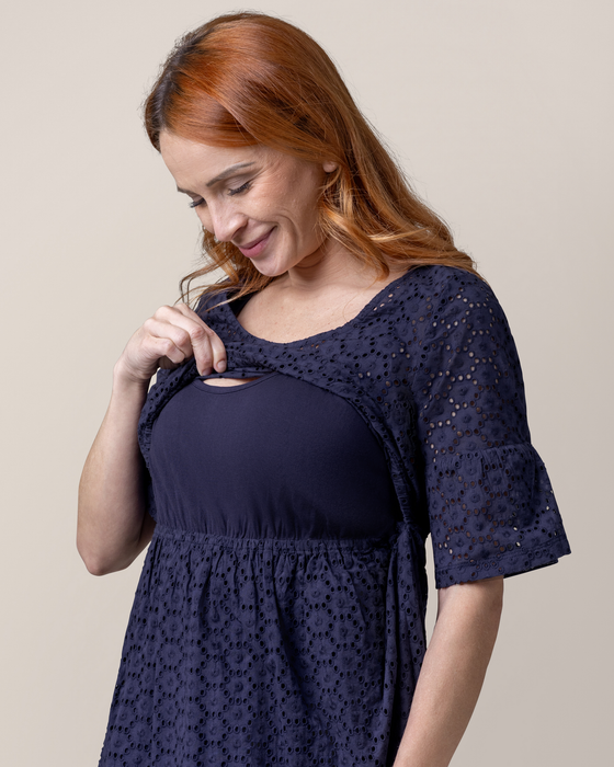 Dahlia Eyelet Maternity & Nursing Dress
