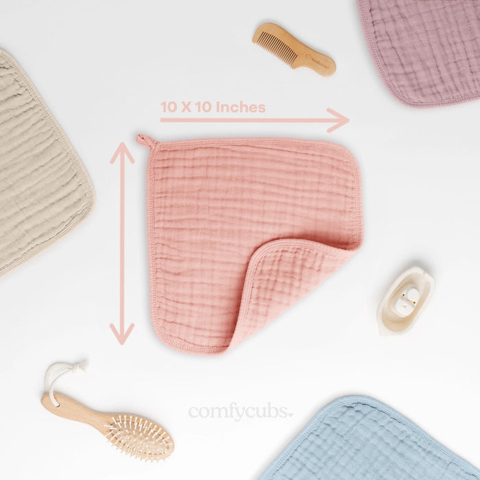 Blush Cotton Muslin Baby Washcloths - 10 Pack