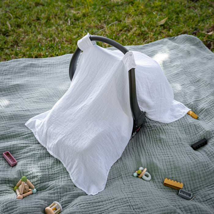 Baby Car Seat Cover in White