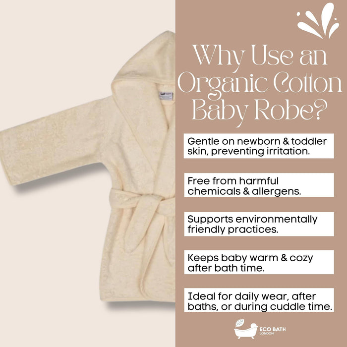 Hooded Toddler Bathrobe - GOTS Certified Organic Cotton