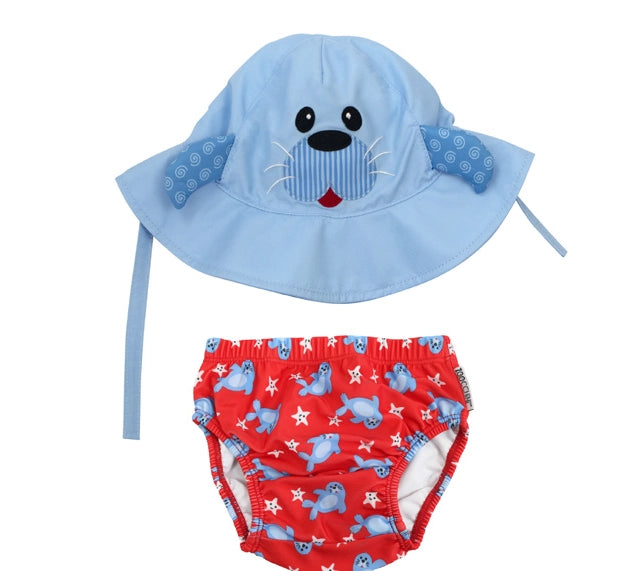 Sunny the Seal Swim Diaper & Sun Hat Set