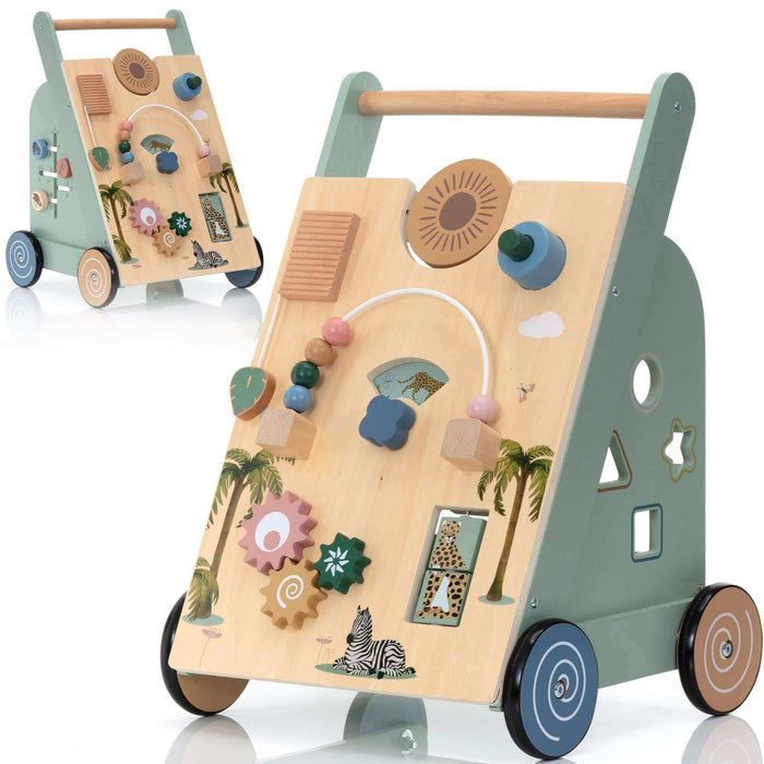 Wooden Baby Walker - Multi-Activity Push Walker Ages 18m+