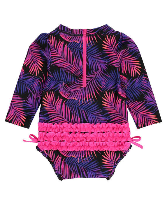 Marine Glow Long Sleeve Rash Guard Swim Suit