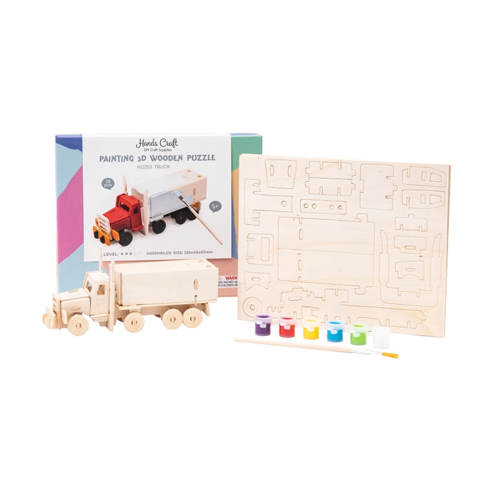 3D Wooden Puzzle with Paint Kit