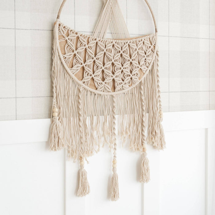 Charlie Farmhouse Macrame Boho Toy Storage with Tassels