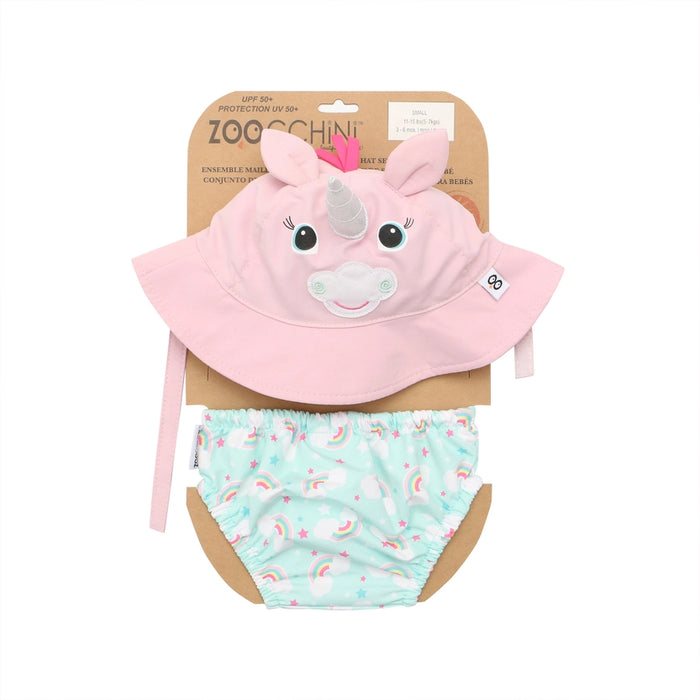 Alli the Alicorn Swim Diaper & Sun Hat Set