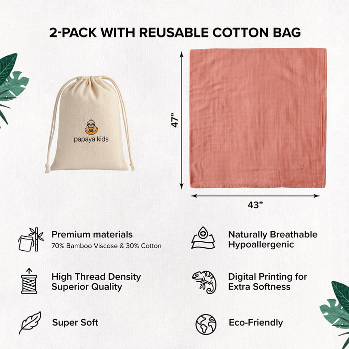 Clouds & Pink Muslin Swaddle Blankets Set