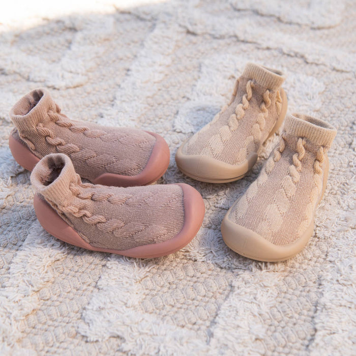 Brandy Rose Cable Knit Baby Crib Shoes