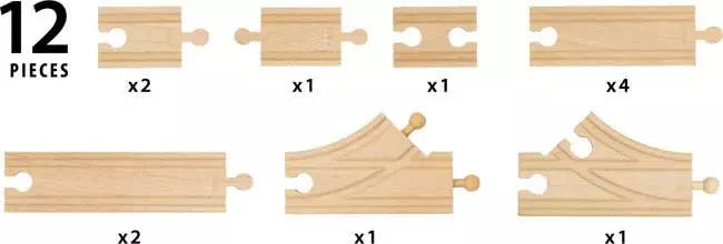Brio World - Starter Track Pack - 12 Piece Wooden Train Track Set