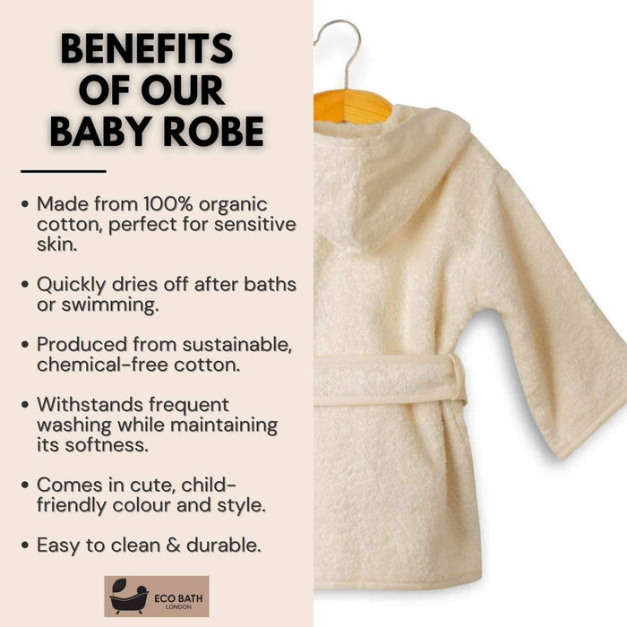 Hooded Toddler Bathrobe - GOTS Certified Organic Cotton