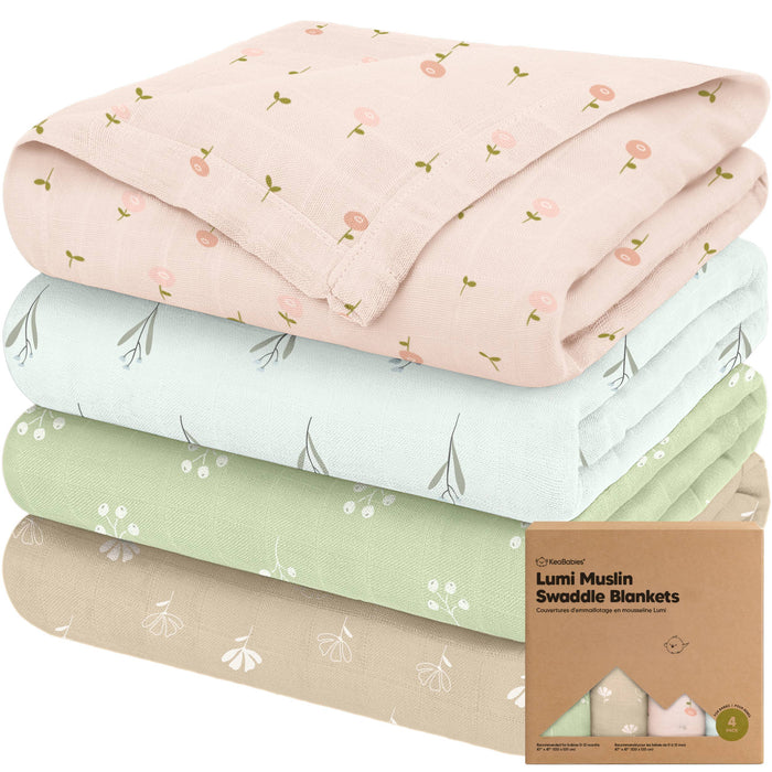 KeaBabies Lumi Muslin Swaddle Blankets