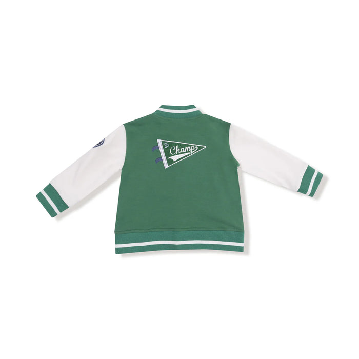 Green Varsity French Terry Letterman Jacket