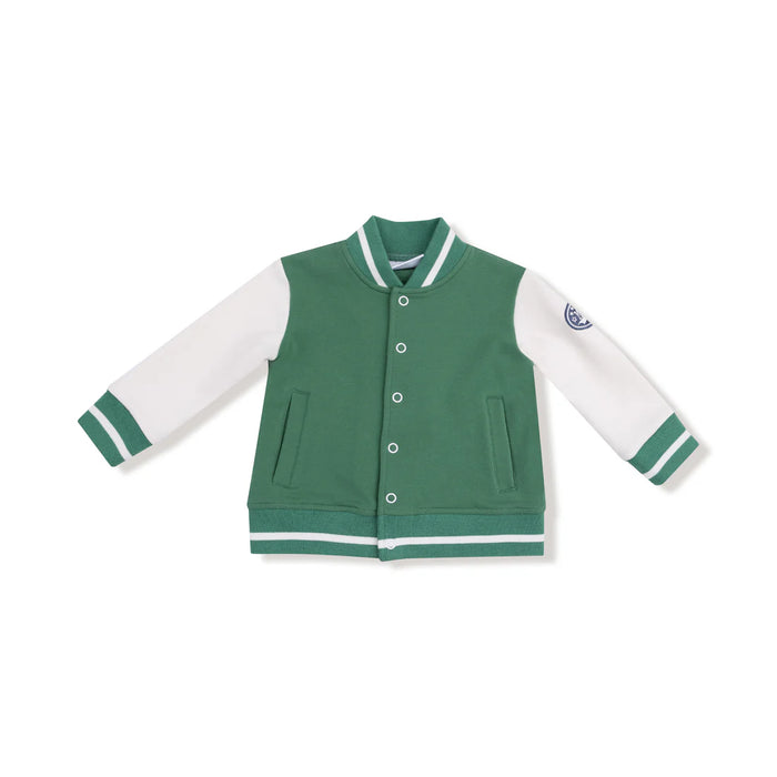 Green Varsity French Terry Letterman Jacket