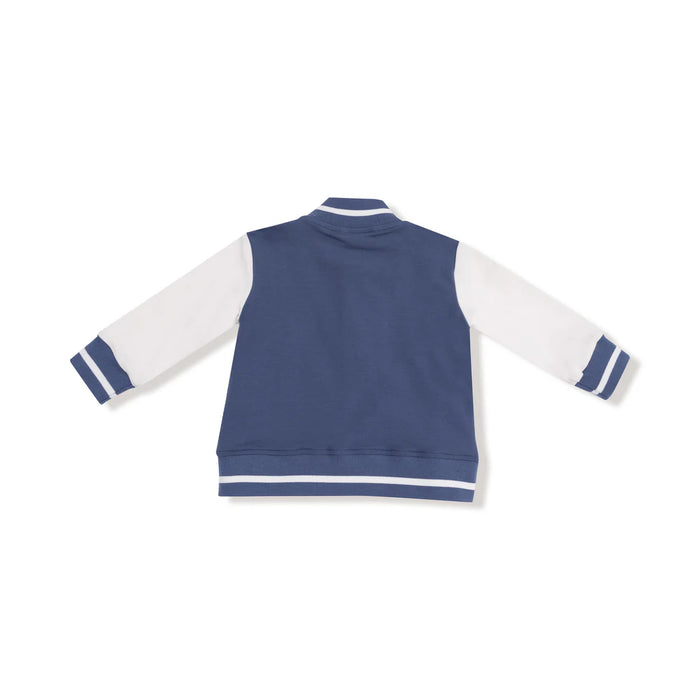 Navy Varsity French Terry Letterman Jacket
