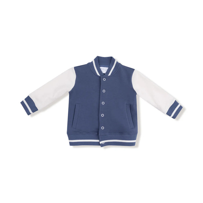 Navy Varsity French Terry Letterman Jacket