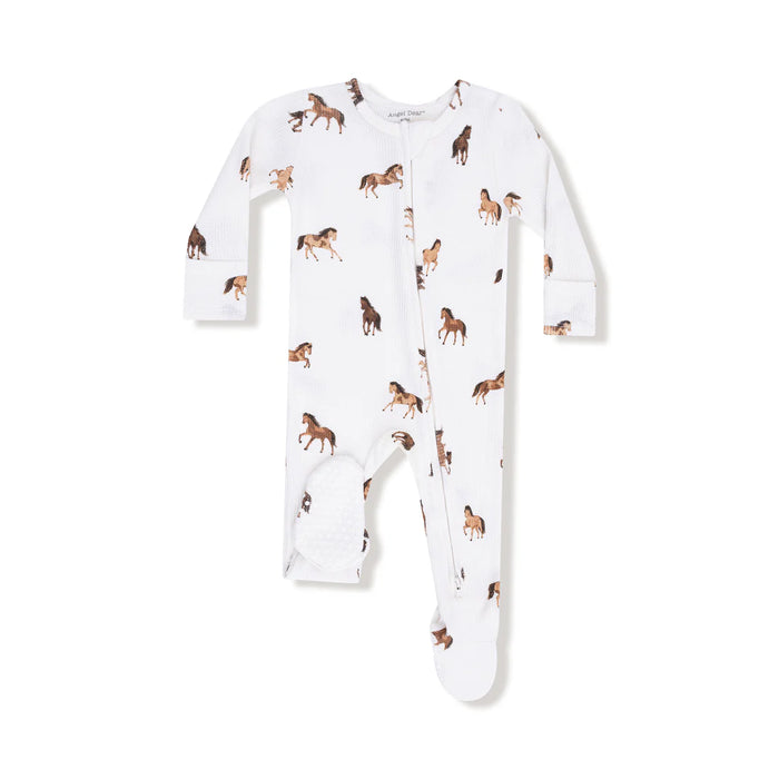 Mini Horses 2-Way Zipper Footie Pajama
