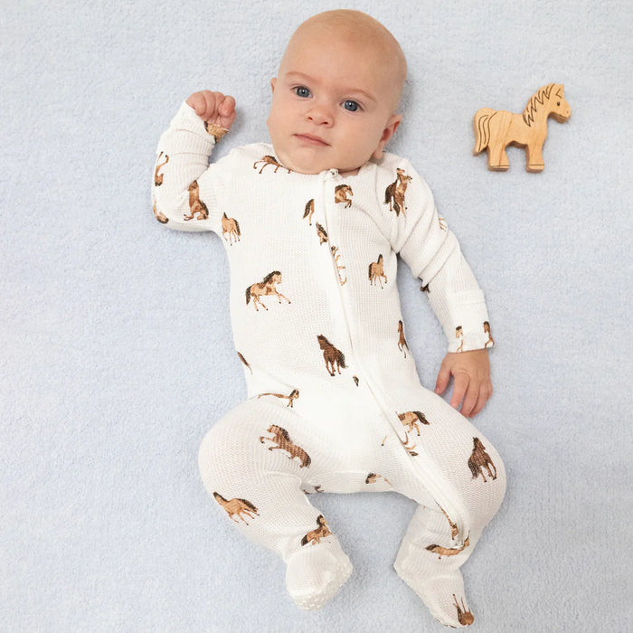 Mini Horses 2-Way Zipper Footie Pajama
