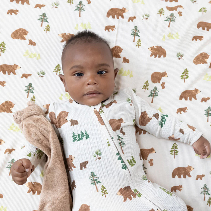Sweet Brown Bears 2-Way Zipper Footie Pajama