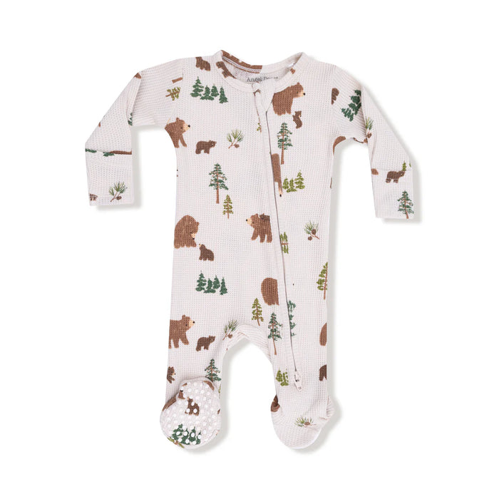 Sweet Brown Bears 2-Way Zipper Footie Pajama