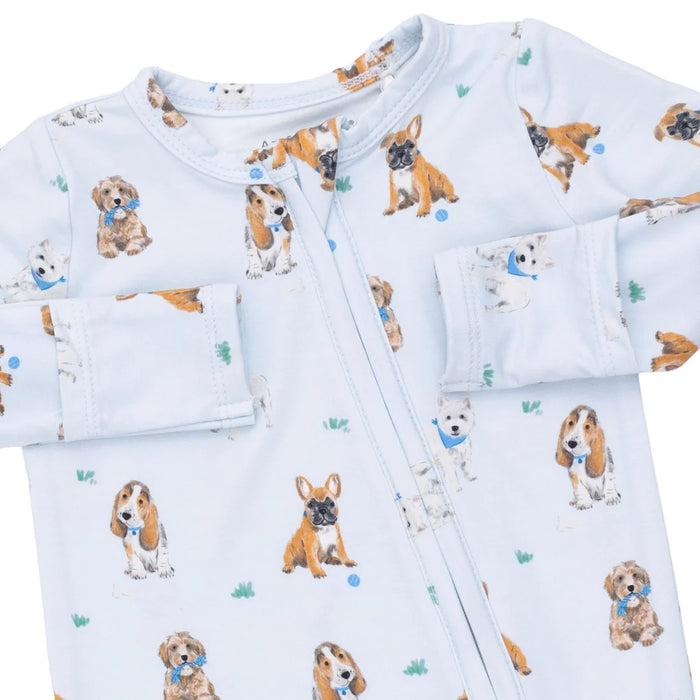 Bestie Dogs Blue 2-Way Zipper Footie Pajama